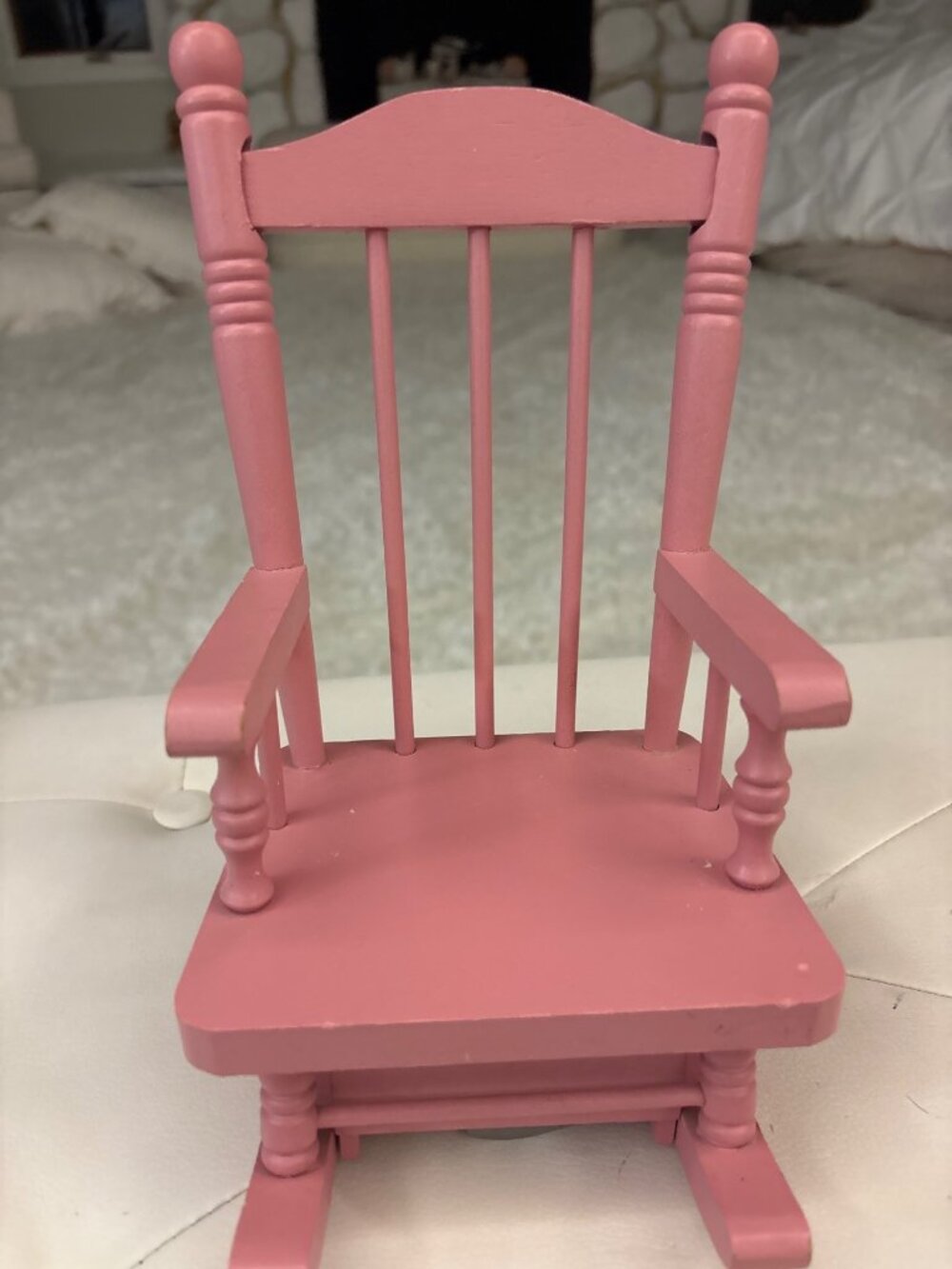 Vintage Bumpkins Fabrizio George Good Pink Wood Rocking Chair Wind Up Music Box - Picture 8 of 16